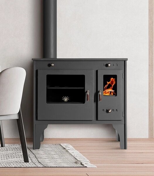 Krbová kamna PROMETEY Retro Eco 7 kW Litinová plotýnka Vařič Krbová kamna LEVÁ