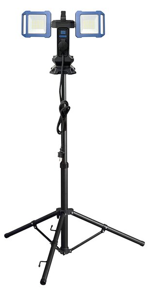 SOLIGHT Duální teleskopický 62-152cm LED reflektor se zásuvkou 2x30W 5400lm 4000K IP54