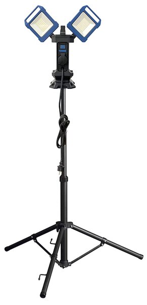 SOLIGHT Duální teleskopický 62-152cm LED reflektor se zásuvkou 2x30W 5400lm 4000K IP54