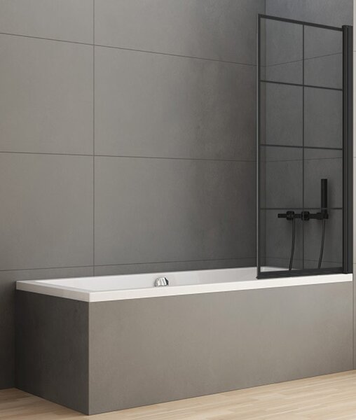 New Trendy New Soleo Black vanová zástěna 90 cm jednodílný černá matný/sklo se vzorem P-0048