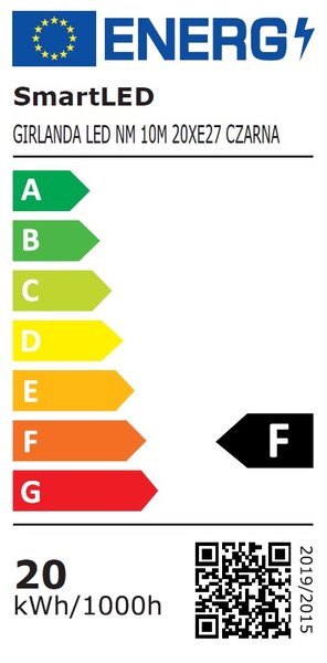 Smart LED Zahradní světelná girlanda 20m/20x/LED žárovka E12