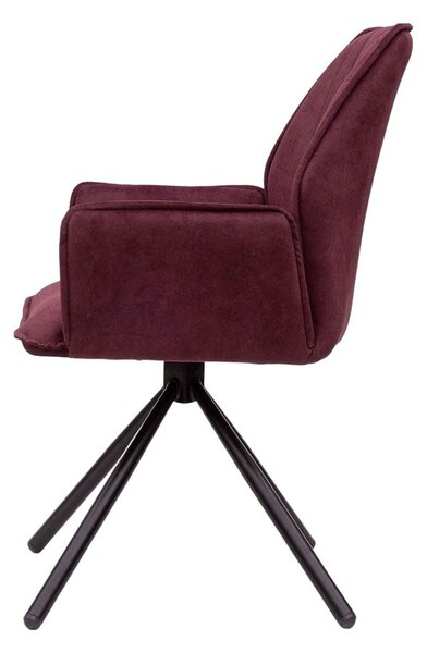 Jídelní židle JANSON, sada 2 kusů, 58x63x90 cm, bordo, čalouněná, kovové nohy