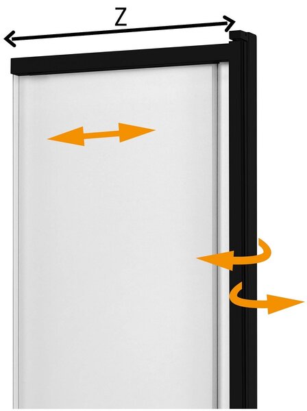 New Trendy Sensi Black vanová zástěna 85 cm dvoudílný černá matný/čiré sklo P-0045