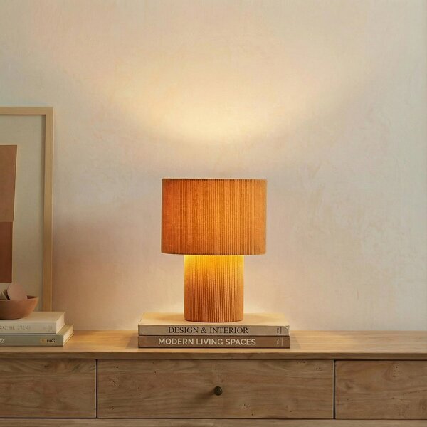 Stolní lampa Lindby, Jone, Hnědá / Rezavá, Obývací pokoj, Tkanina / Textil, Moderní