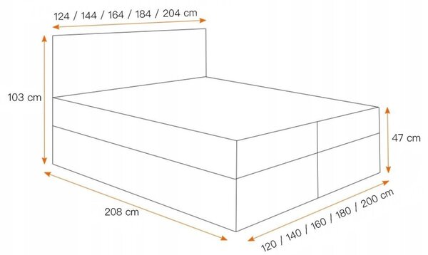 Postel boxspring s prošívaným čelem EUGENA - 160x200, béžová + topper ZDARMA