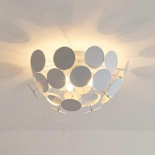 Stropní Lampa Lindby, Kinan, stmívatelné, Bílá, Obývací pokoj, Plast, Moderní