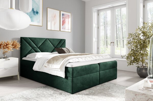 Boxspringová postel ASKOT - 120x200, zelená + topper ZDARMA