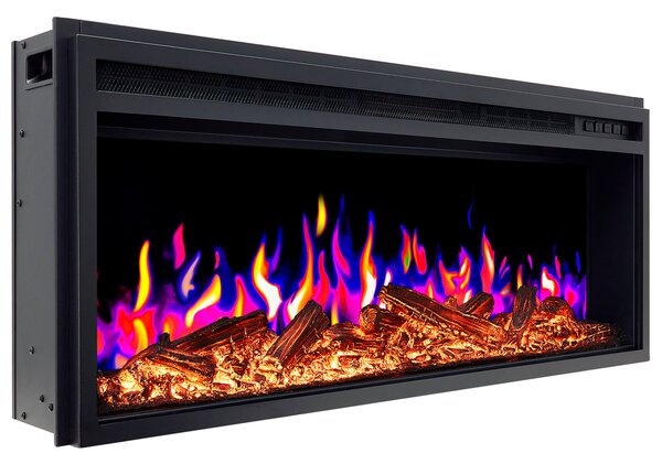 ArtiFlame Elektrický krb AF38 Multicolour Elektrický vestavný krb s ohřevem 1600W realistický 3D efekt plamene LED osvětlení Dálkové ovládání Černý