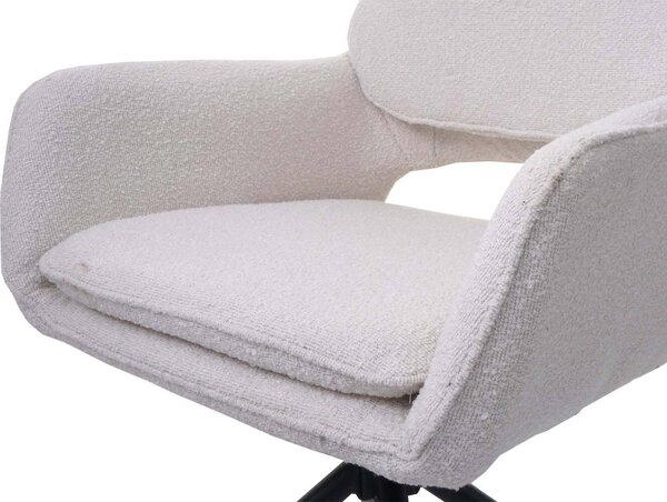 Sada 6 jídelních židlí HWC-N74, kuchyňská židle, otočná, látka bouclé (540g/m²) Oeko-Tex krémová