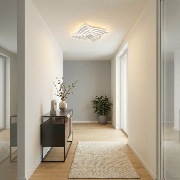 Stropní Lampa Lindby, Rebeka, stmívatelné, Bílá, Obývací pokoj, Kov, Moderní