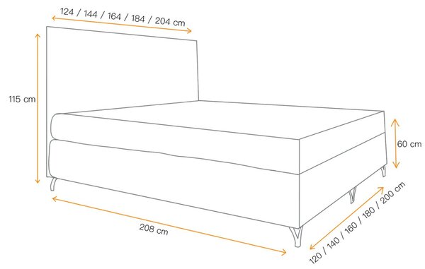 Boxspringová postel SHANNON - 120x200, hnědá 1 + topper ZDARMA