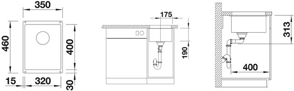 Blanco Subline 320-U granitový dřez 32x40 cm antracitová 523406