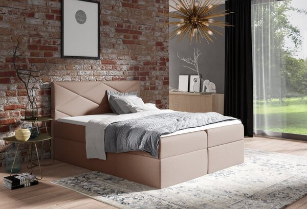 Čalouněná postel ZOE - 120x200, hnědá + topper ZDARMA