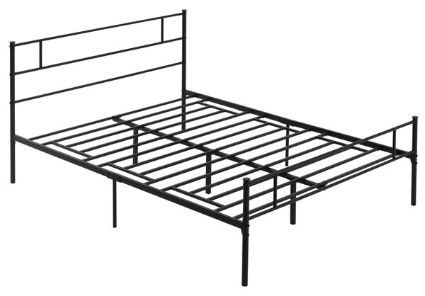Rám postele HOMCOM Dvoulůžkový 165x211x100cm z oceli, integrované laťky, průmyslový styl čelního a nožního čela, černý | Aosom