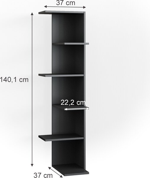 Rohová police Vicco Tera Antracit 37 x 140.1 cm, Model 36771