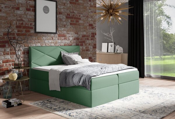 Čalouněná postel ZOE - 120x200, zelená + topper ZDARMA