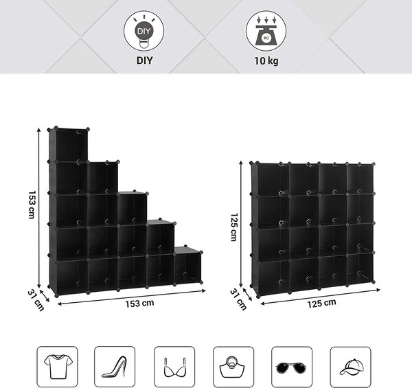 SONGMICS Regál CUBE černý