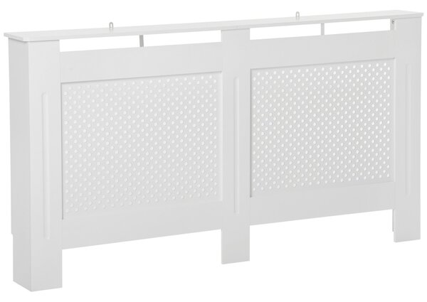 HOMCOM MDF dřevěný kryt radiátoru, moderní skříňka s bílou lakovanou horní policí, 151,5x82x19 cm | Aosom