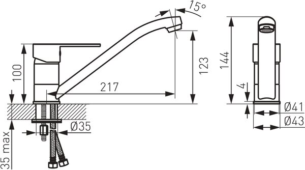 Ferro Savio kuchyňská baterie stojící chrom BSV4