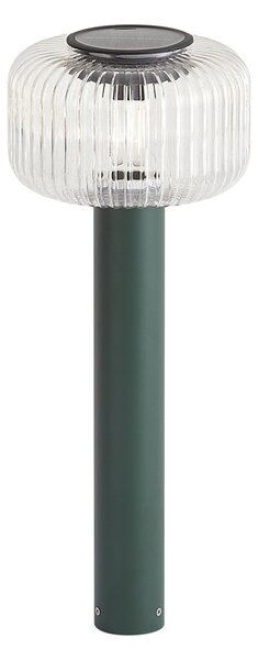 Moderní venkovní patník zelený s žebrovaným sklem vč. LED solární IP65 - Ribble Mushroom