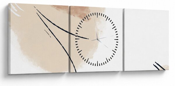 Obraz - Bílá abstrakce (s hodinami) (90x30 cm)