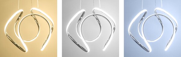 Toolight Toolight, LED závěsné stropní svítidlo 60W + dálkové ovládání APP385-CP, chromová, OSW-06901