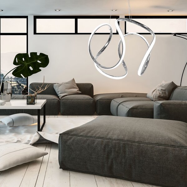 Toolight Toolight, LED závěsné stropní svítidlo 60W + dálkové ovládání APP385-CP, chromová, OSW-06901