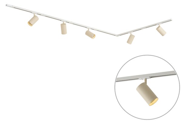 Moderní kolejnicový systém s 5 bodovými světly bílý s béžovou 1-fázový GU10 70mm - Iconic Jeana Luxe