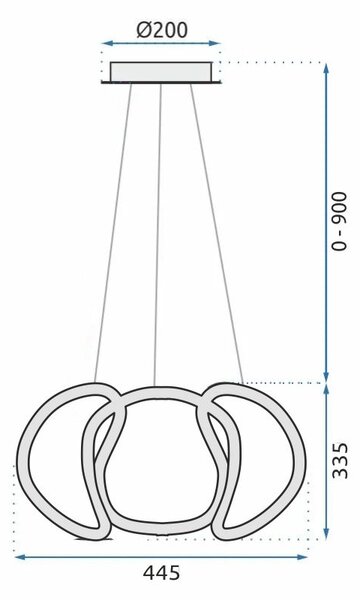 Toolight Toolight, LED závěsné stropní svítidlo 60W + dálkové ovládání APP385-CP, chromová, OSW-06901