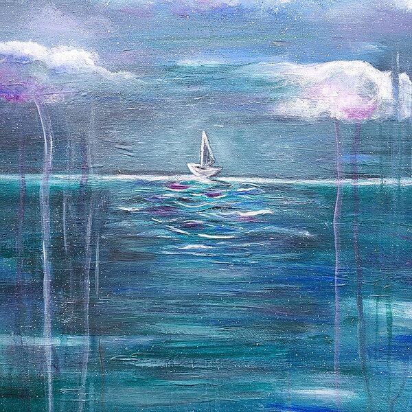 Ručně malovaný obraz od Jana Koutná - "Klid po bouři", rozměr: 60 x 60 cm
