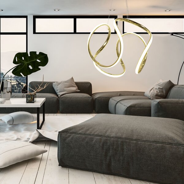 Toolight Toolight, LED závěsné svítidlo + dálkový ovladač 60W APP386-CP, zlatá, OSW-06902