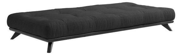 Černá jednolůžková postel z masivního borovicového dřeva s matrací Karup Design Comfort, 90 x 200 cm