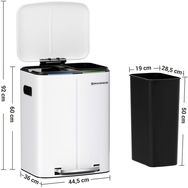 SONGMICS Odpadkový koš 2x20 L KAILO bílý