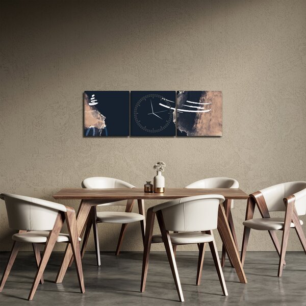 Obraz - Tmavě modrá abstrakce (s hodinami) (90x30 cm)