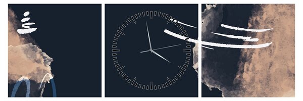 Obraz - Tmavě modrá abstrakce (s hodinami) (90x30 cm)