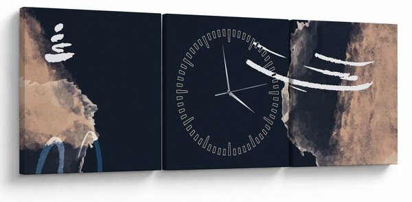 Obraz - Tmavě modrá abstrakce (s hodinami) (90x30 cm)