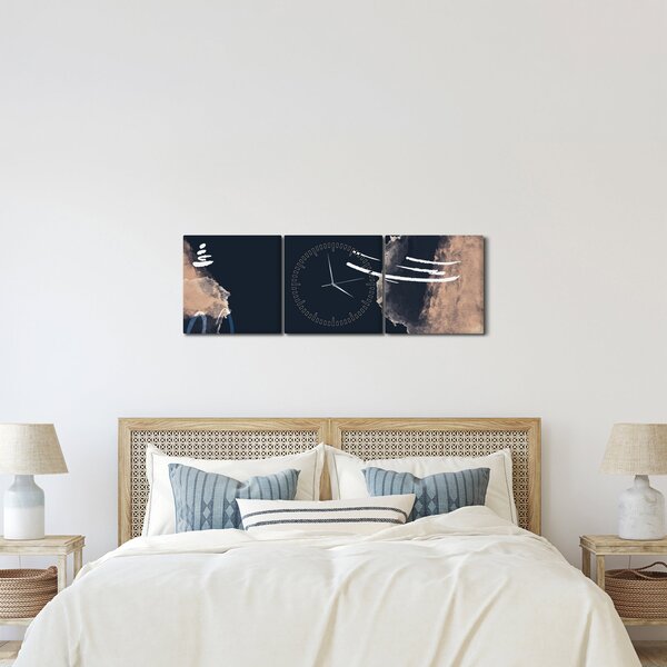 Obraz - Tmavě modrá abstrakce (s hodinami) (90x30 cm)