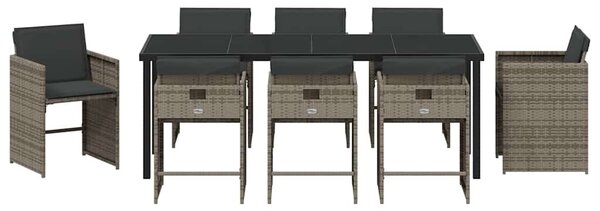 Zahradní jídelní souprava 9 ks Šedá polyratan 3379983