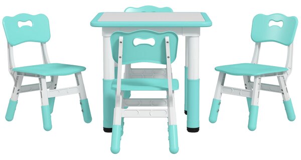 AIYAPLAY Dětský stůl a židle pro děti 18-60 měsíců, úsporný design, nastavitelná výška, dětský stůl s tabulí pro křídy do dětského pokoje, dřevo a PP
