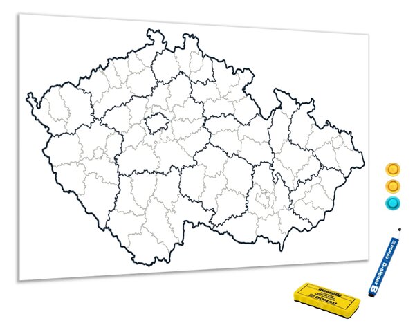 Glasdekor Metalová magnetická tabule - slepá mapa Česká republika A-34796708