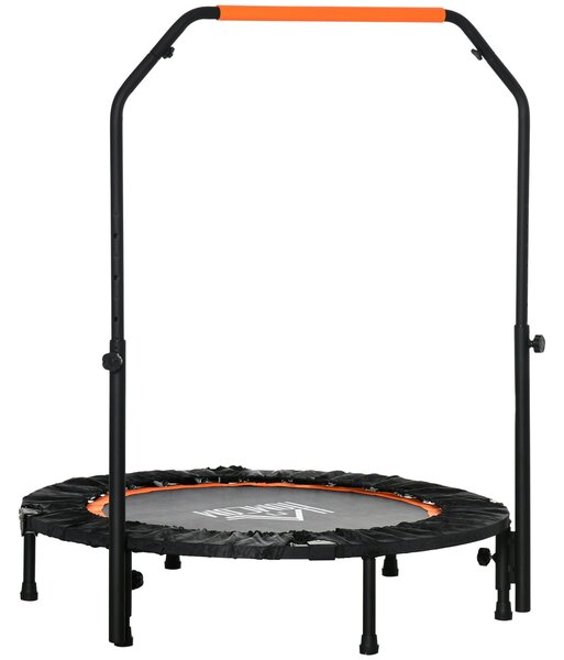 HOMCOM 102 cm Fitness Trampolína, Skládací Mini Trampolína s Ovládacím Madlem s Čtyřmi Nastavitelnými Výškami, Fitness Rebounder pro Dospělé, do 100 k