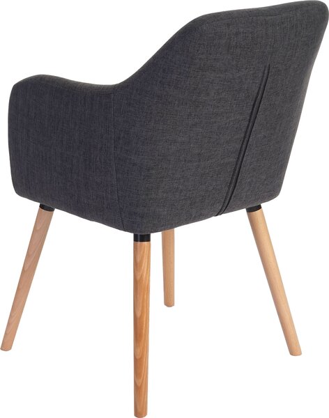 Jídelní židle Malmö T381, židle kuchyňská židle, retro design 50. let textil, šedá, světlé nohy