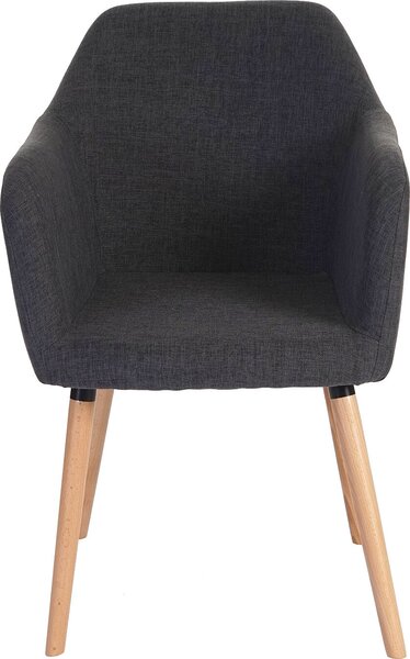 Jídelní židle Malmö T381, židle kuchyňská židle, retro design 50. let textil, šedá, světlé nohy