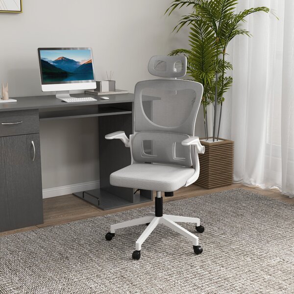 Ergonomická kancelářská židle Vinsetto, pracovní židle s nastavitelnými opěrkami, opěrkou hlavy, naklápěcí funkcí, výškově nastavitelná otáčecí židle