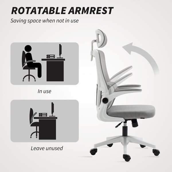 Ergonomická kancelářská židle Vinsetto, pracovní židle s nastavitelnými opěrkami, opěrkou hlavy, naklápěcí funkcí, výškově nastavitelná otáčecí židle
