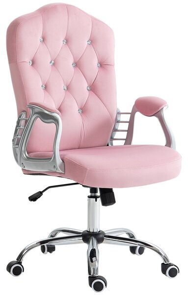 HOMCOM Kancelářská židle, ergonomická kancelářská židle s funkcí houpání, otáčecí funkce, výškově nastavitelná počítačová židle s třpytivými krystalov