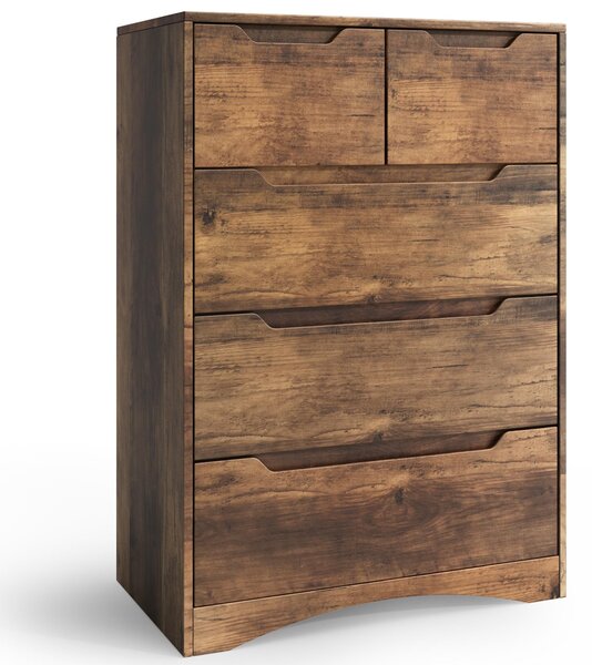 Komoda Bealife 72x41x94 cm | 3 + 2 zásuvky | Retro barva | Vyrobeno z MDF | S ochranou proti převrácení a s pojezdy zásuvek | AP23