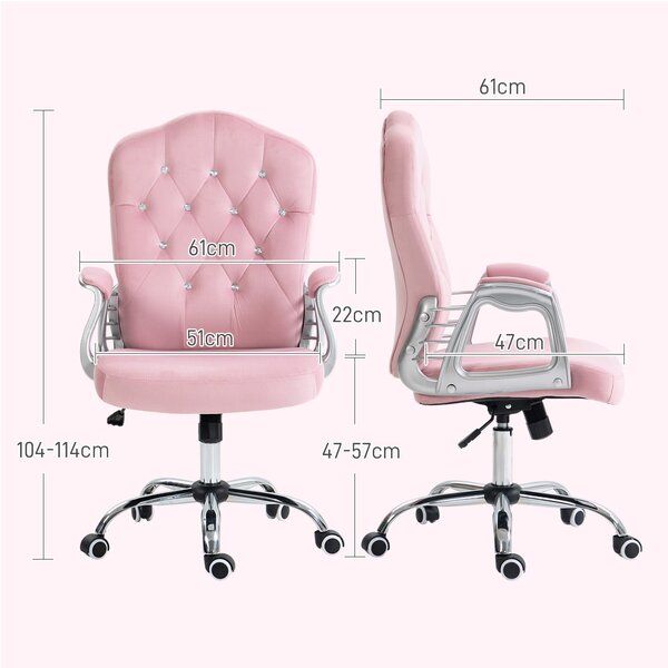HOMCOM Kancelářská židle, ergonomická kancelářská židle s funkcí houpání, otáčecí funkce, výškově nastavitelná počítačová židle s třpytivými krystalov