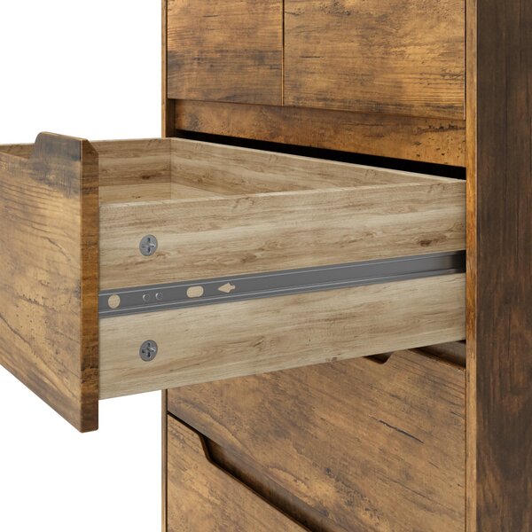 Komoda Bealife 72x41x94 cm | 3 + 2 zásuvky | Retro barva | Vyrobeno z MDF | S ochranou proti převrácení a s pojezdy zásuvek | AP23