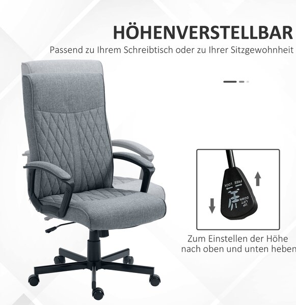 Kancelářská židle Vinsetto s funkcí náklonu, ergonomická kancelářská židle, výškově nastavitelná počítačová židle, otočná pracovní židle pro kancelář
